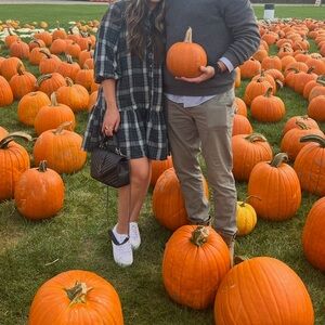Plaid Dress with Black and White Sneakers